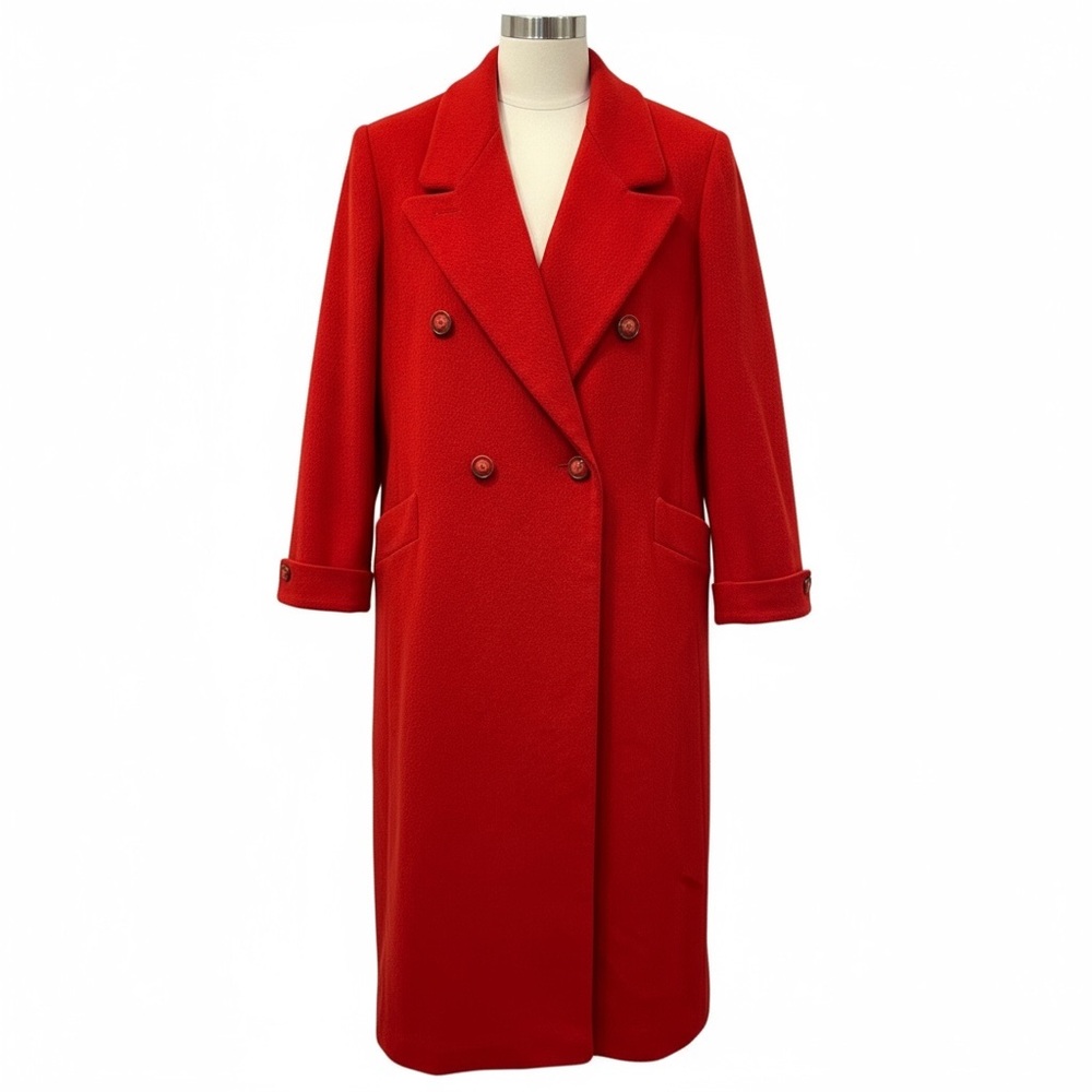 Women's Double-Breasted Red Long Coat